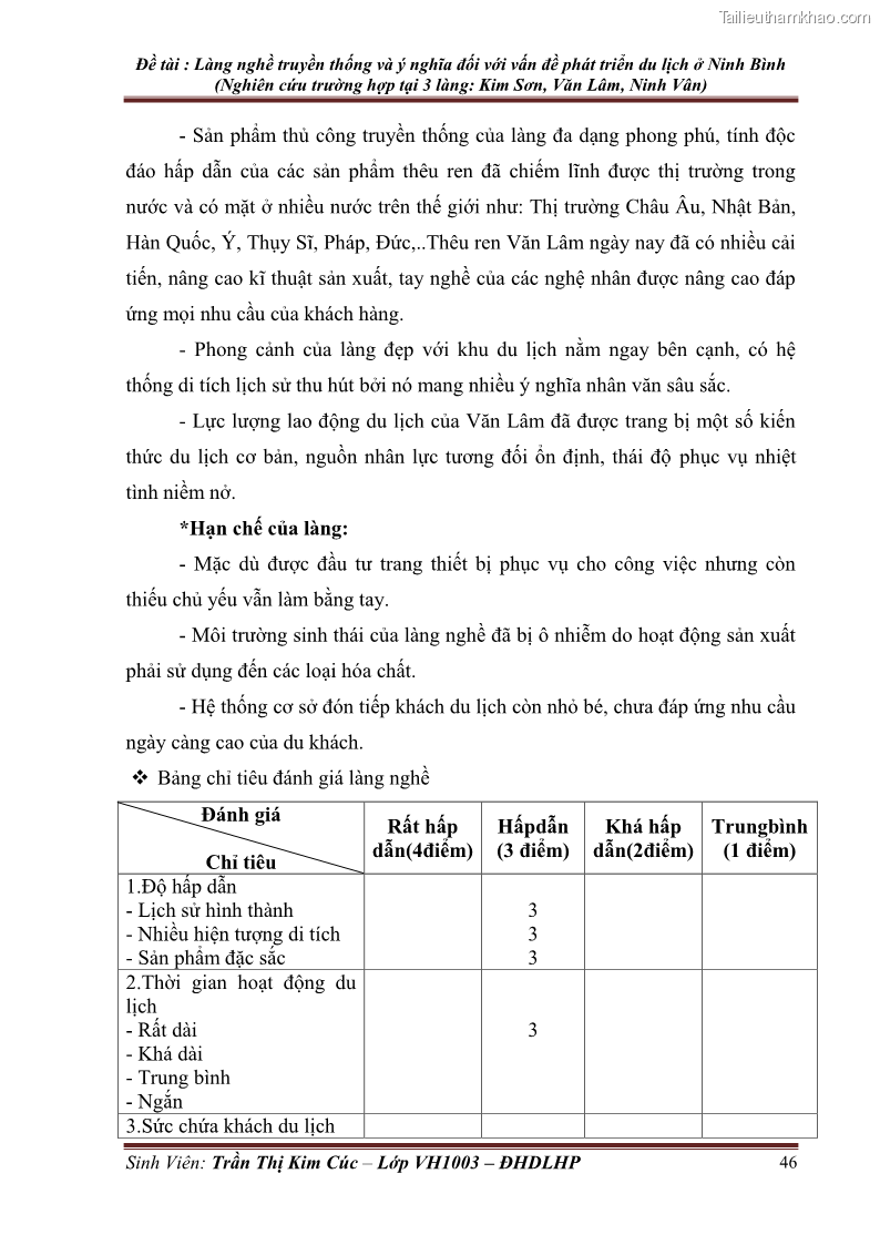Khóa luận tốt nghiệp Văn hóa du lịch Làng nghề truyền thống và ý nghĩa đối với vấn đề phát triển du lịch ở tỉnh Ninh Bình - 7 Trang 49