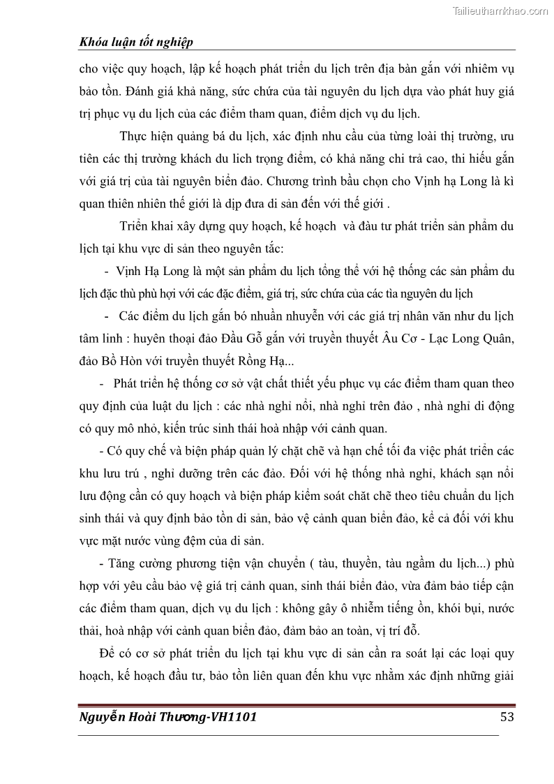 Khóa luận tốt nghiệp Văn hóa du lịch Thực trạng và giải pháp phát triển du lịch tại vịnh Hạ Long giai đoạn 2011- 2015 - 8 Trang 57