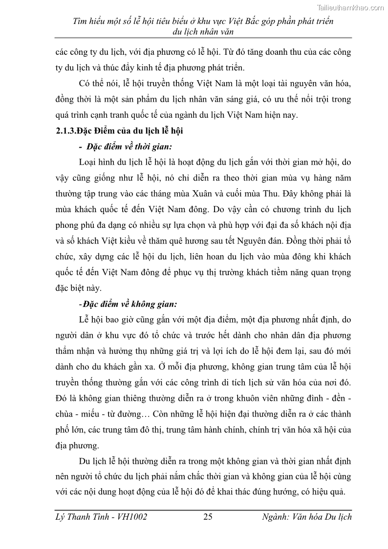 Khóa luận tốt nghiệp Văn hóa du lịch Tìm hiểu một số lễ hội tiêu biểu ở khu vực Việt Bắc góp phần phát triển du lịch nhân văn - 4 Trang 25
