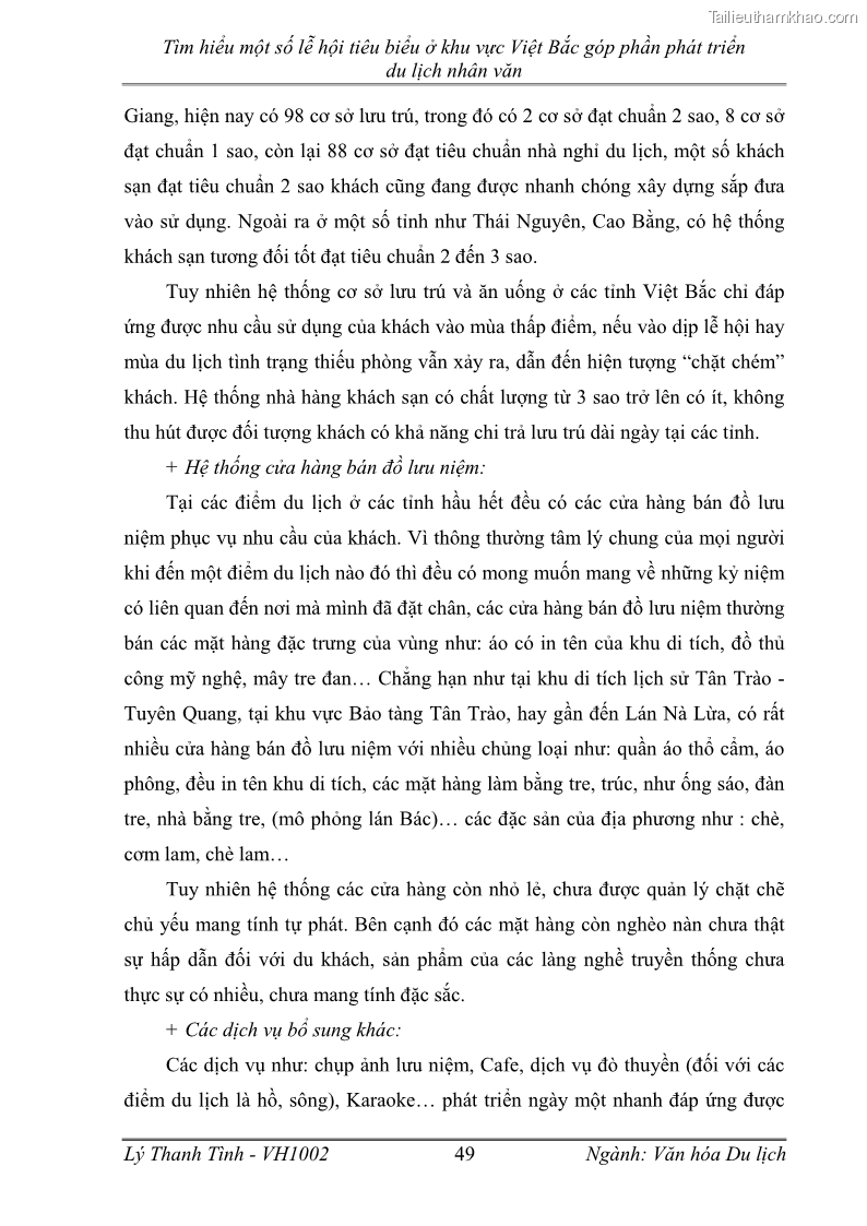 Khóa luận tốt nghiệp Văn hóa du lịch Tìm hiểu một số lễ hội tiêu biểu ở khu vực Việt Bắc góp phần phát triển du lịch nhân văn - 7 Trang 49