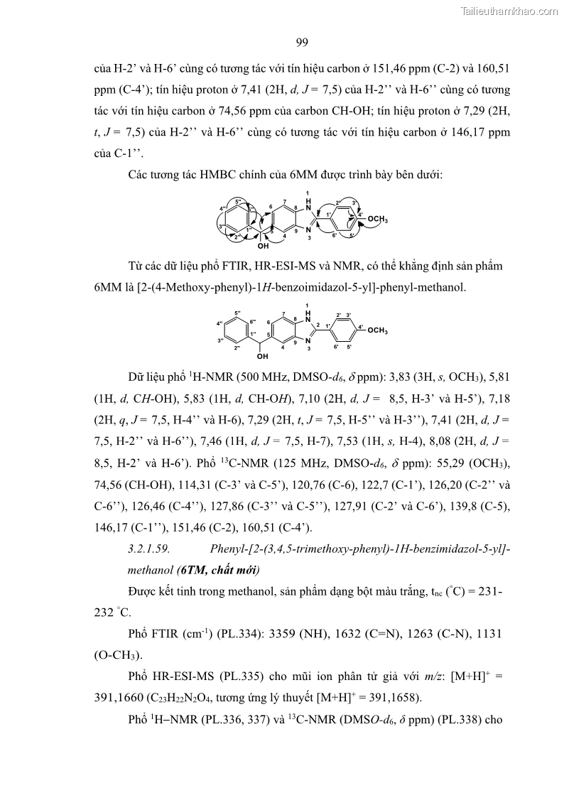 Luận án Tiến sĩ Hóa học Nghiên cứu tổng hợp và đánh giá hoạt tính gây độc tế bào các dẫn xuất của benzimidazole và indole - 15 Trang 113