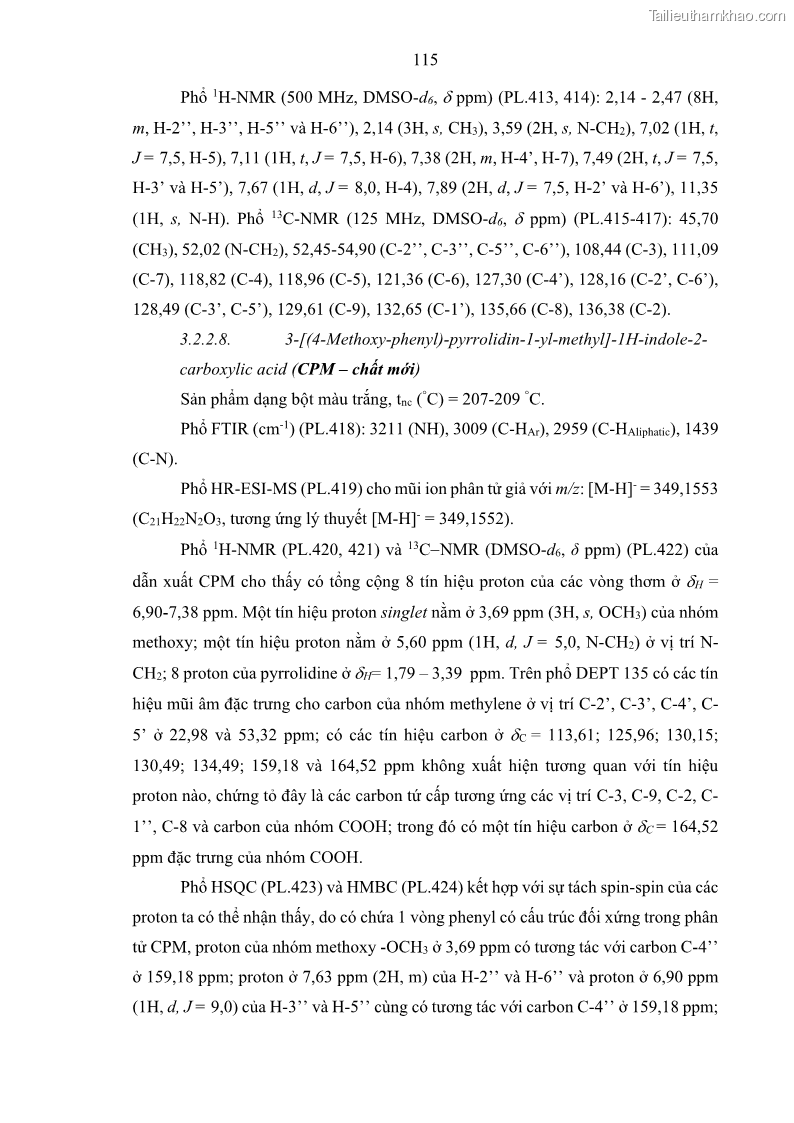 Luận án Tiến sĩ Hóa học Nghiên cứu tổng hợp và đánh giá hoạt tính gây độc tế bào các dẫn xuất của benzimidazole và indole - 17 Trang 129
