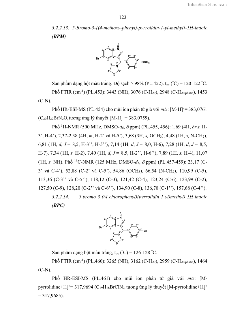 Luận án Tiến sĩ Hóa học Nghiên cứu tổng hợp và đánh giá hoạt tính gây độc tế bào các dẫn xuất của benzimidazole và indole - 18 Trang 137