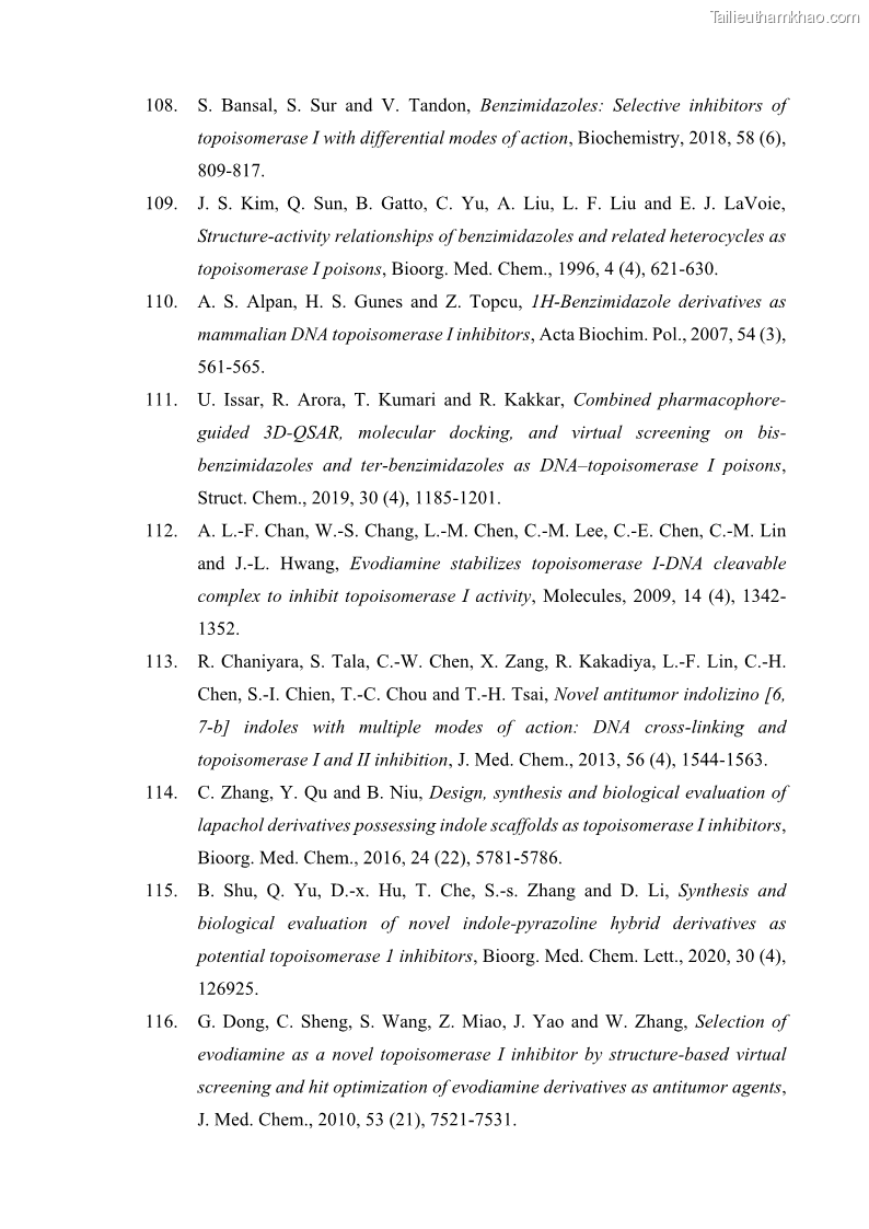 Luận án Tiến sĩ Hóa học Nghiên cứu tổng hợp và đánh giá hoạt tính gây độc tế bào các dẫn xuất của benzimidazole và indole - 23 Trang 177