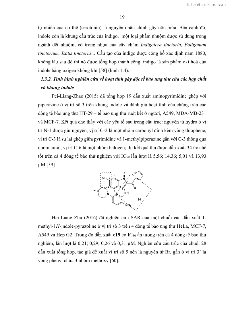 Luận án Tiến sĩ Hóa học Nghiên cứu tổng hợp và đánh giá hoạt tính gây độc tế bào các dẫn xuất của benzimidazole và indole - 5 Trang 33