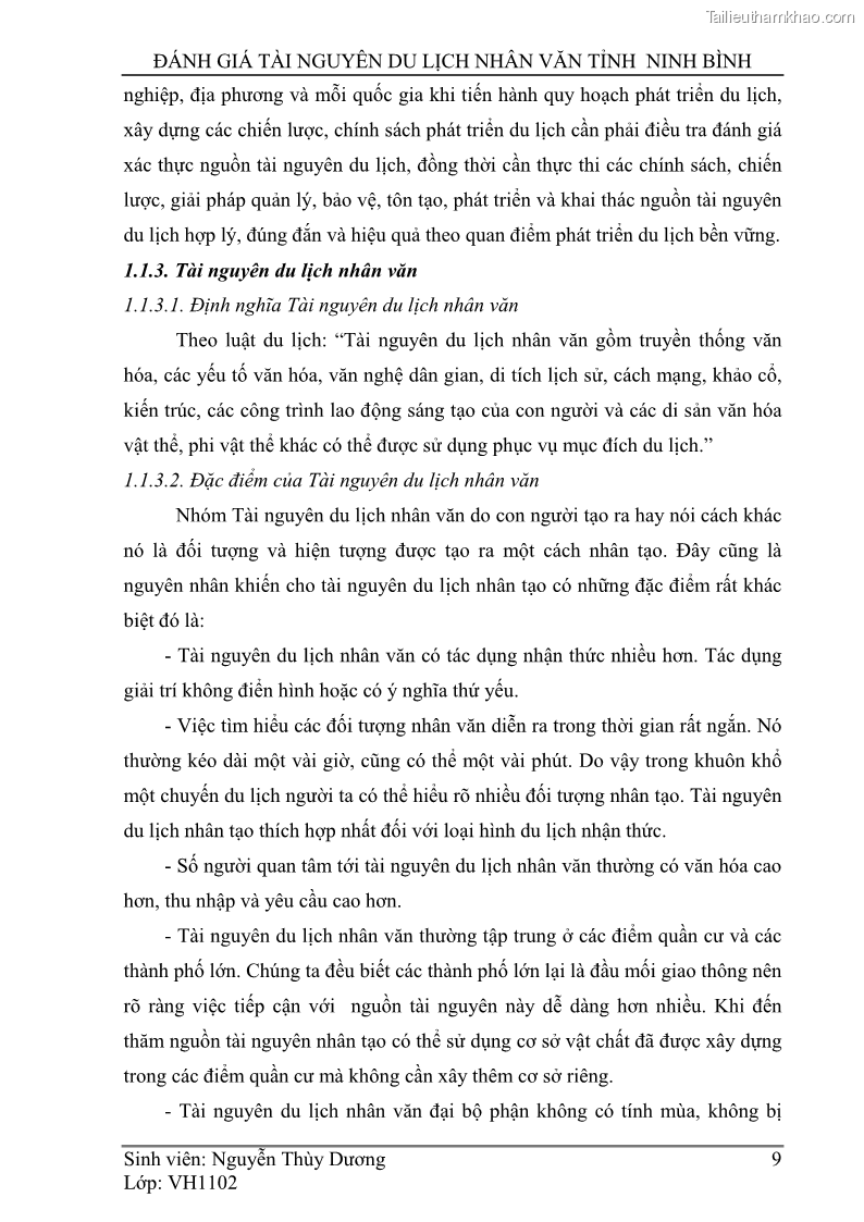 Khóa luận tốt nghiệp Văn hóa du lịch Đánh giá tài nguyên du lịch nhân văn tỉnh Ninh Bình - 2 Trang 9