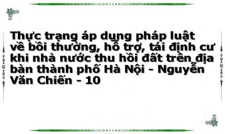 Thực trạng áp dụng pháp luật về bồi thường, hỗ trợ, tái định cư khi nhà nước thu hồi đất trên địa bàn thành phố Hà Nội - Nguyễn Văn Chiến - 10