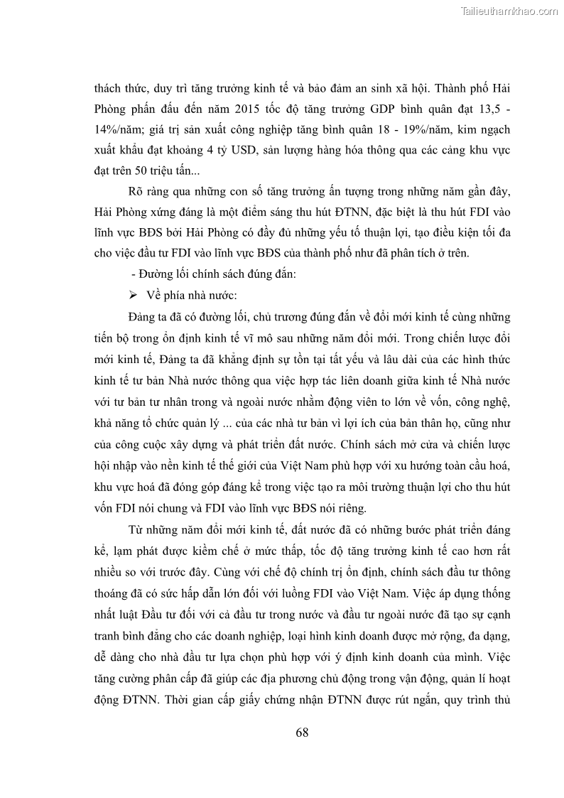 Khóa luận tốt nghiệp Thu hút đầu tư trực tiếp nước ngoài vào lĩnh vực bất động sản tại Hải Phòng - Thực trạng và giải pháp - 10 Trang 73