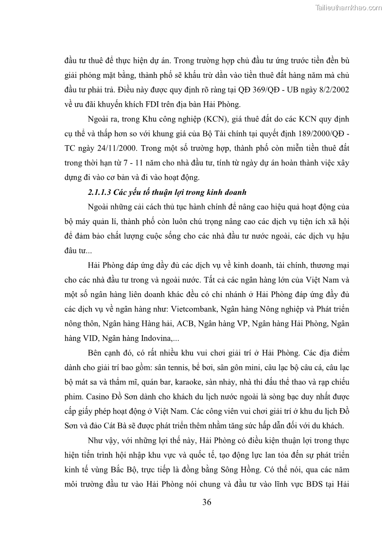 Khóa luận tốt nghiệp Thu hút đầu tư trực tiếp nước ngoài vào lĩnh vực bất động sản tại Hải Phòng - Thực trạng và giải pháp - 6 Trang 41