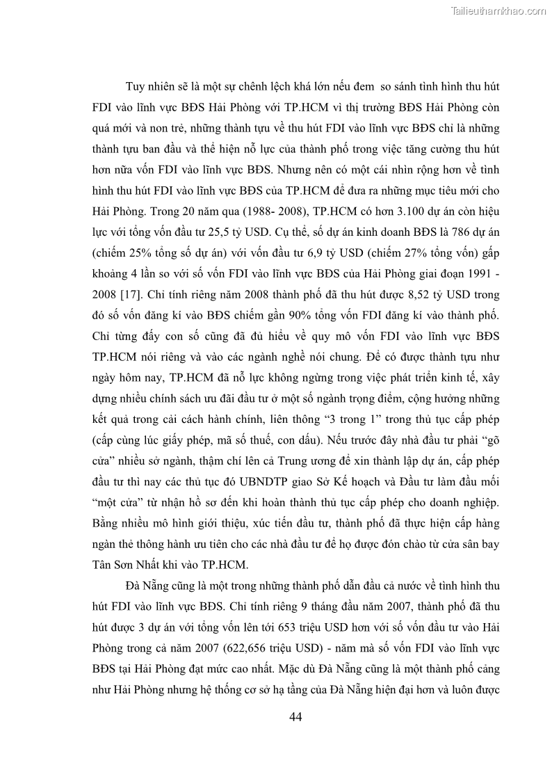 Khóa luận tốt nghiệp Thu hút đầu tư trực tiếp nước ngoài vào lĩnh vực bất động sản tại Hải Phòng - Thực trạng và giải pháp - 7 Trang 49
