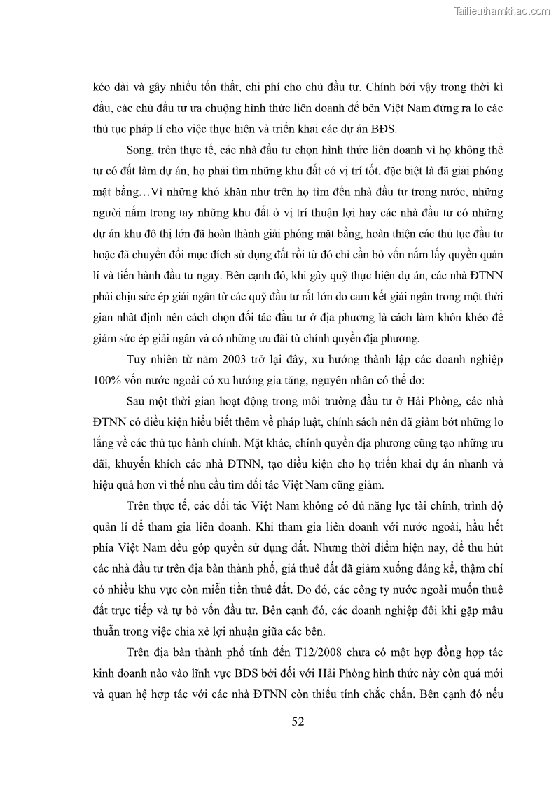 Khóa luận tốt nghiệp Thu hút đầu tư trực tiếp nước ngoài vào lĩnh vực bất động sản tại Hải Phòng - Thực trạng và giải pháp - 8 Trang 57