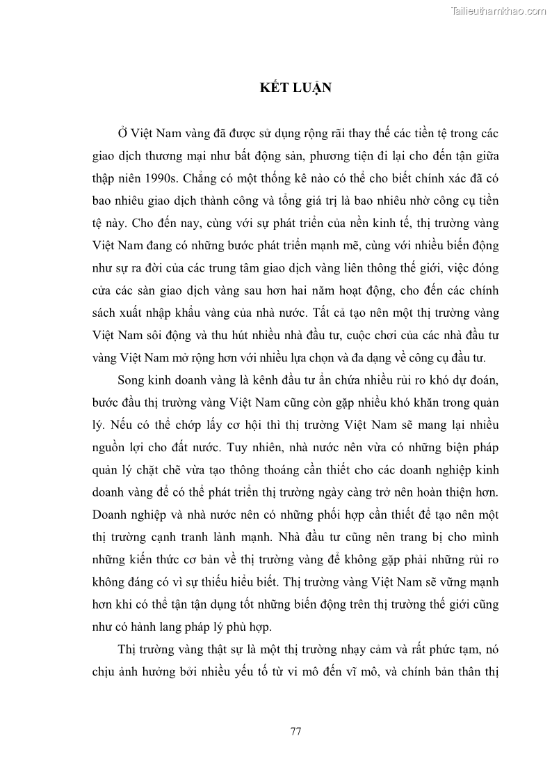Khóa luận tốt nghiệp Thị trường vàng Việt Nam thực trạng và giải pháp - 11 Trang 81