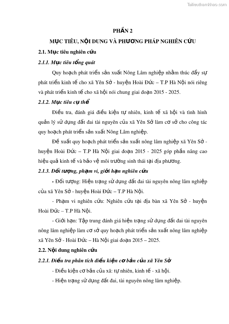Khóa luận tốt nghiệp Quy hoạch phát triển sản xuất nông lâm nghiệp xã Yên Sở, huyện Hoài Đức, thành phố Hà Nội giai đoạn 2015 - 2025 Nguyễn Thị Giang - 3 Trang 17