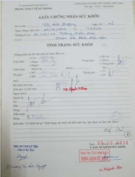 Giấy tờ hồ sơ cá nhân của HS Trích Hồ sơ nhập học phiếu khám sức khỏe 11