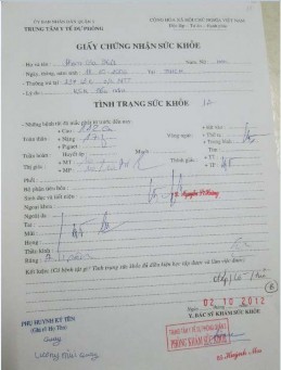 Giấy tờ hồ sơ cá nhân của HS Trích Hồ sơ nhập học phiếu khám sức khỏe 12
