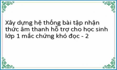 Xây dựng hệ thống bài tập nhận thức âm thanh hỗ trợ cho học sinh lớp 1 mắc chứng khó đọc - 2