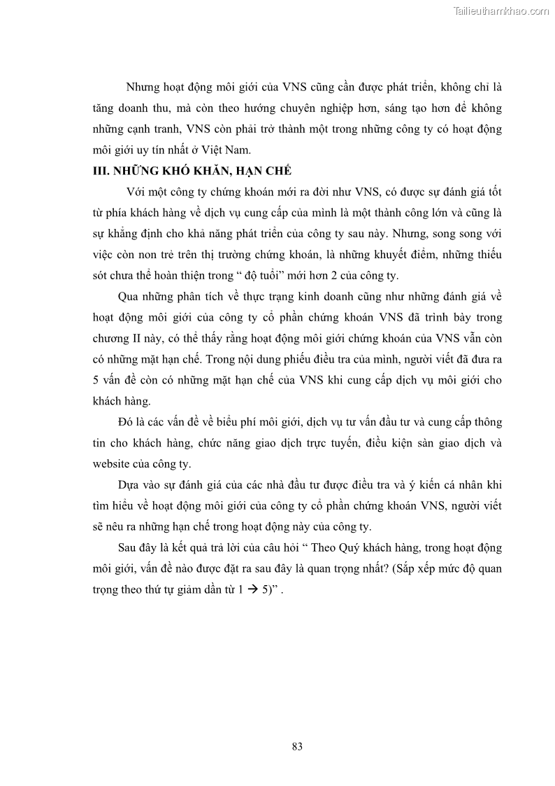 Khóa luận tốt nghiệp Phát triển hoạt động môi giới tại công ty cổ phần chứng khoán VNS - 12 Trang 89