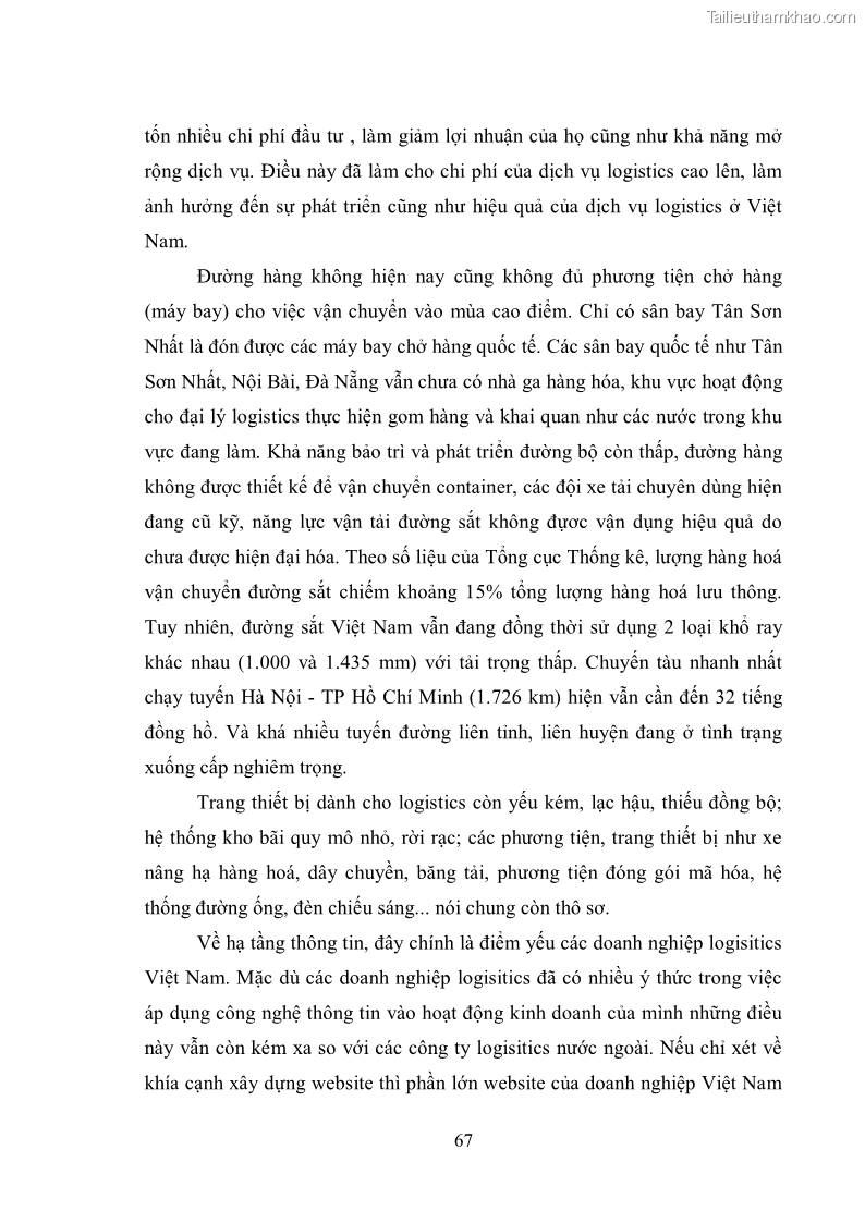 Khóa luận tốt nghiệp Thực trạng và giải pháp phát triển dịch vụ Logistics của Việt Nam đáp ứng yêu cầu hội nhập kinh tế quốc tế - 10 Trang 73