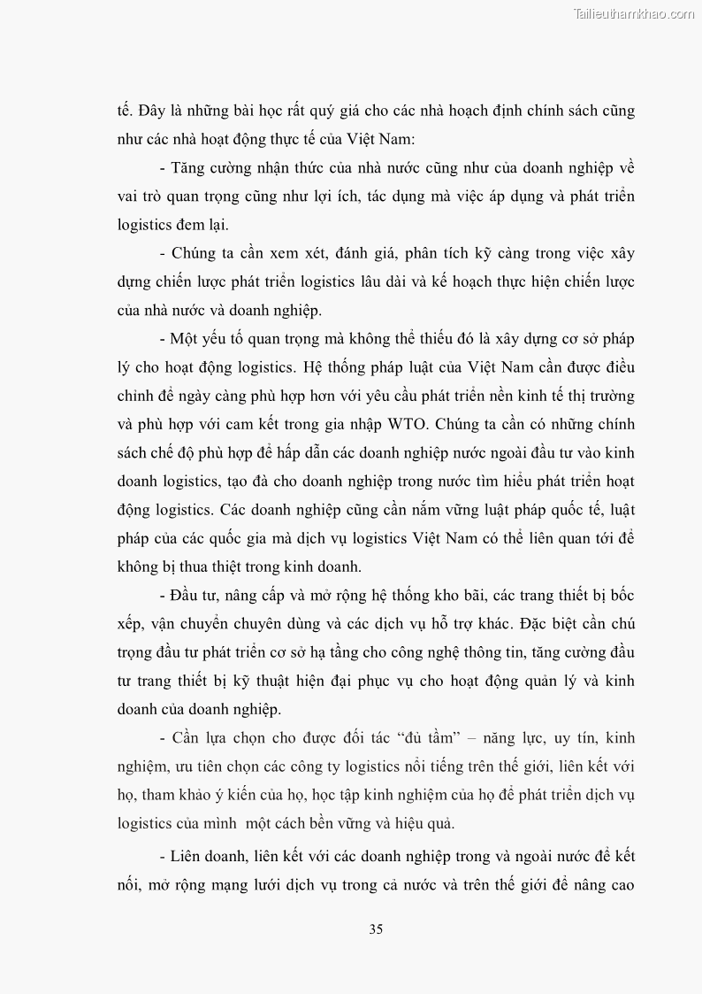 Khóa luận tốt nghiệp Thực trạng và giải pháp phát triển dịch vụ Logistics của Việt Nam đáp ứng yêu cầu hội nhập kinh tế quốc tế - 6 Trang 41