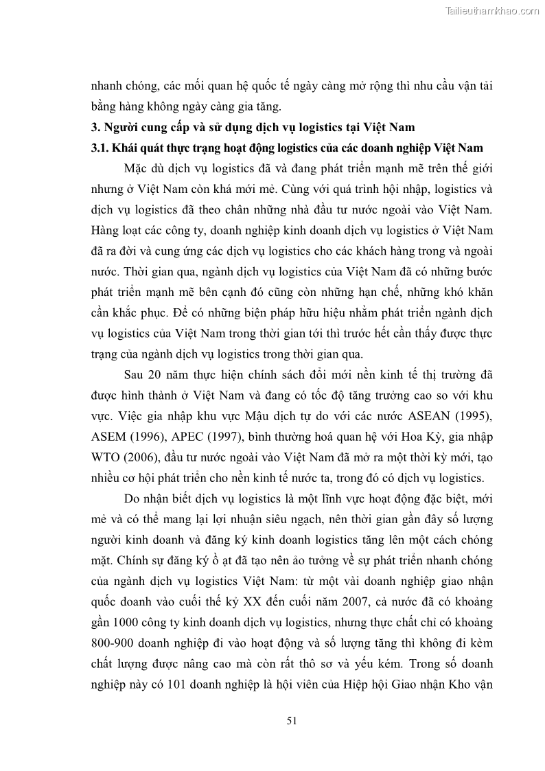 Khóa luận tốt nghiệp Thực trạng và giải pháp phát triển dịch vụ Logistics của Việt Nam đáp ứng yêu cầu hội nhập kinh tế quốc tế - 8 Trang 57