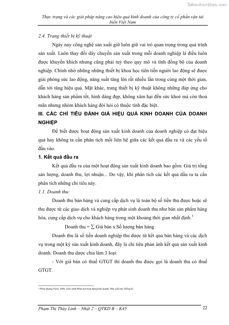 Khóa luận tốt nghiệp Thực trạng và các giải pháp nâng cao hiệu quả kinh doanh của công ty cổ phần vận tải biển Việt Nam - 4 Trang 25