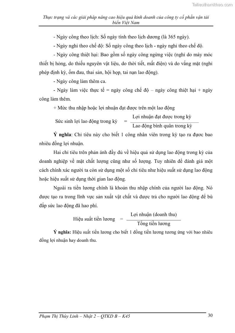 Khóa luận tốt nghiệp Thực trạng và các giải pháp nâng cao hiệu quả kinh doanh của công ty cổ phần vận tải biển Việt Nam - 5 Trang 33