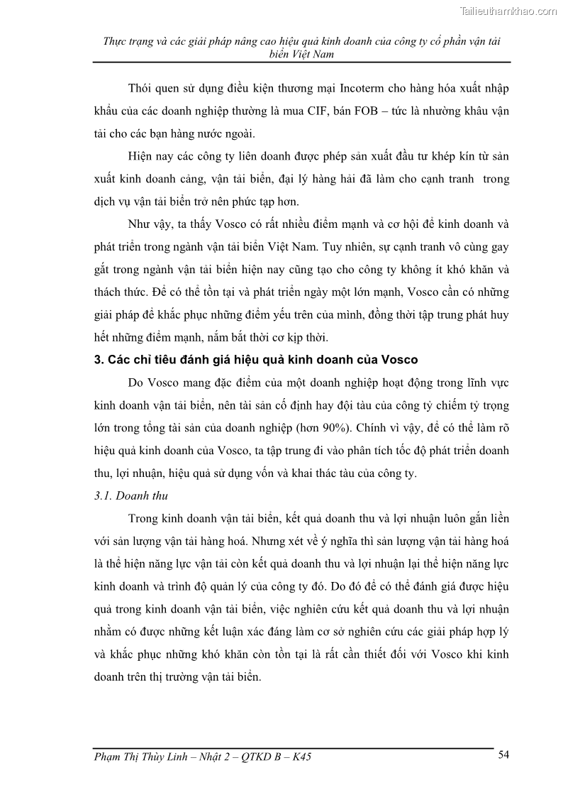 Khóa luận tốt nghiệp Thực trạng và các giải pháp nâng cao hiệu quả kinh doanh của công ty cổ phần vận tải biển Việt Nam - 8 Trang 57