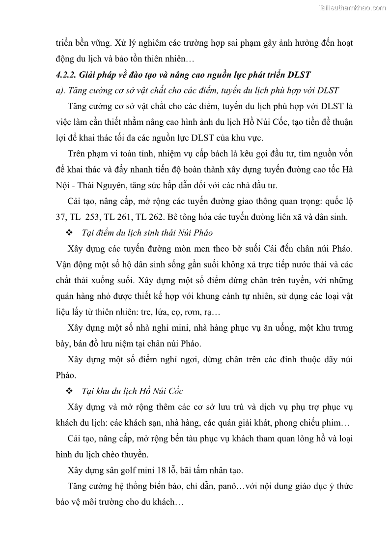Khóa luận tốt nghiệp Văn hóa du lịch Nghiên cứu phát triển Du lịch sinh thái khu vực Hồ Núi Cốc, Thái Nguyên - 13 Trang 97