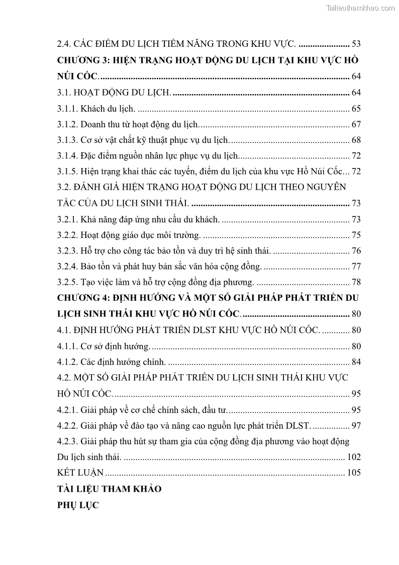 Khóa luận tốt nghiệp Văn hóa du lịch Nghiên cứu phát triển Du lịch sinh thái khu vực Hồ Núi Cốc, Thái Nguyên - 2 Trang 9