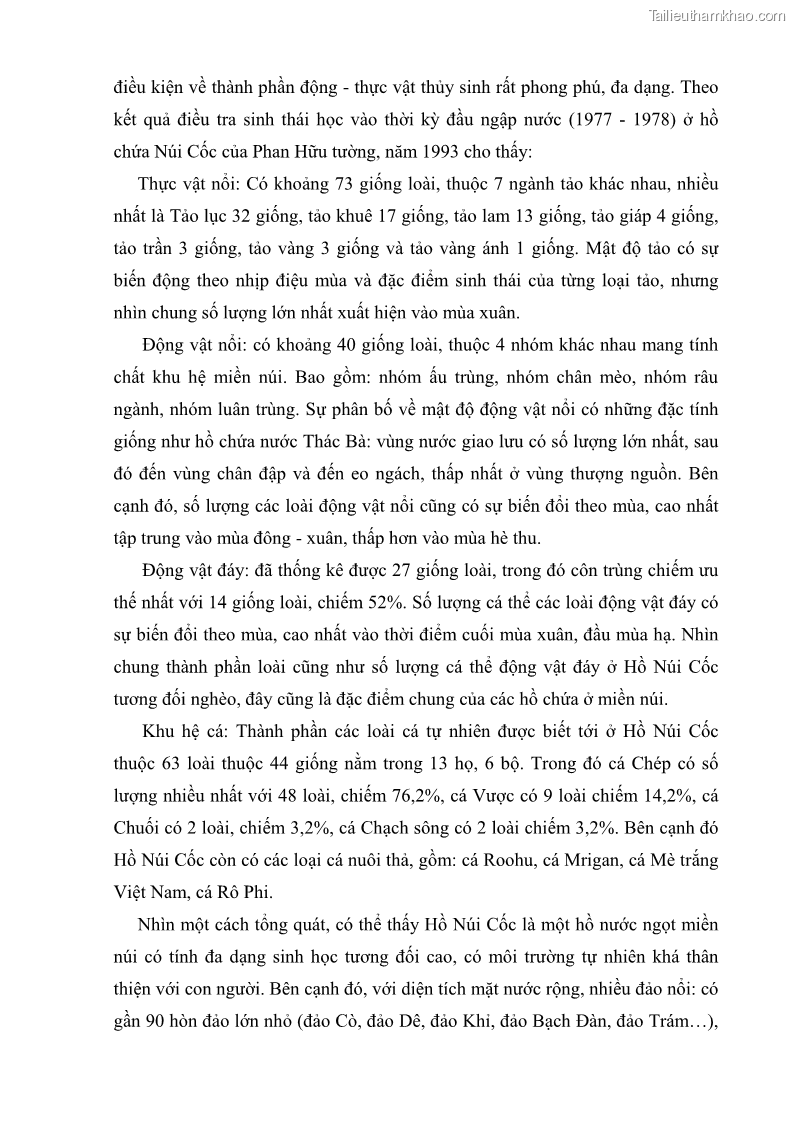 Khóa luận tốt nghiệp Văn hóa du lịch Nghiên cứu phát triển Du lịch sinh thái khu vực Hồ Núi Cốc, Thái Nguyên - 6 Trang 41