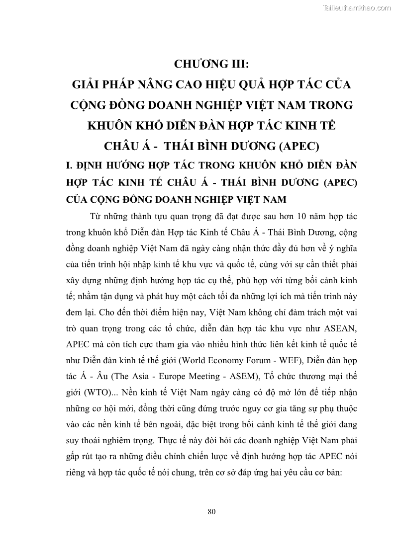Khóa luận tốt nghiệp Việt Nam - APEC: cơ hội và thách thức đối với cộng đồng doanh nghiệp trong nước - 11 Trang 81