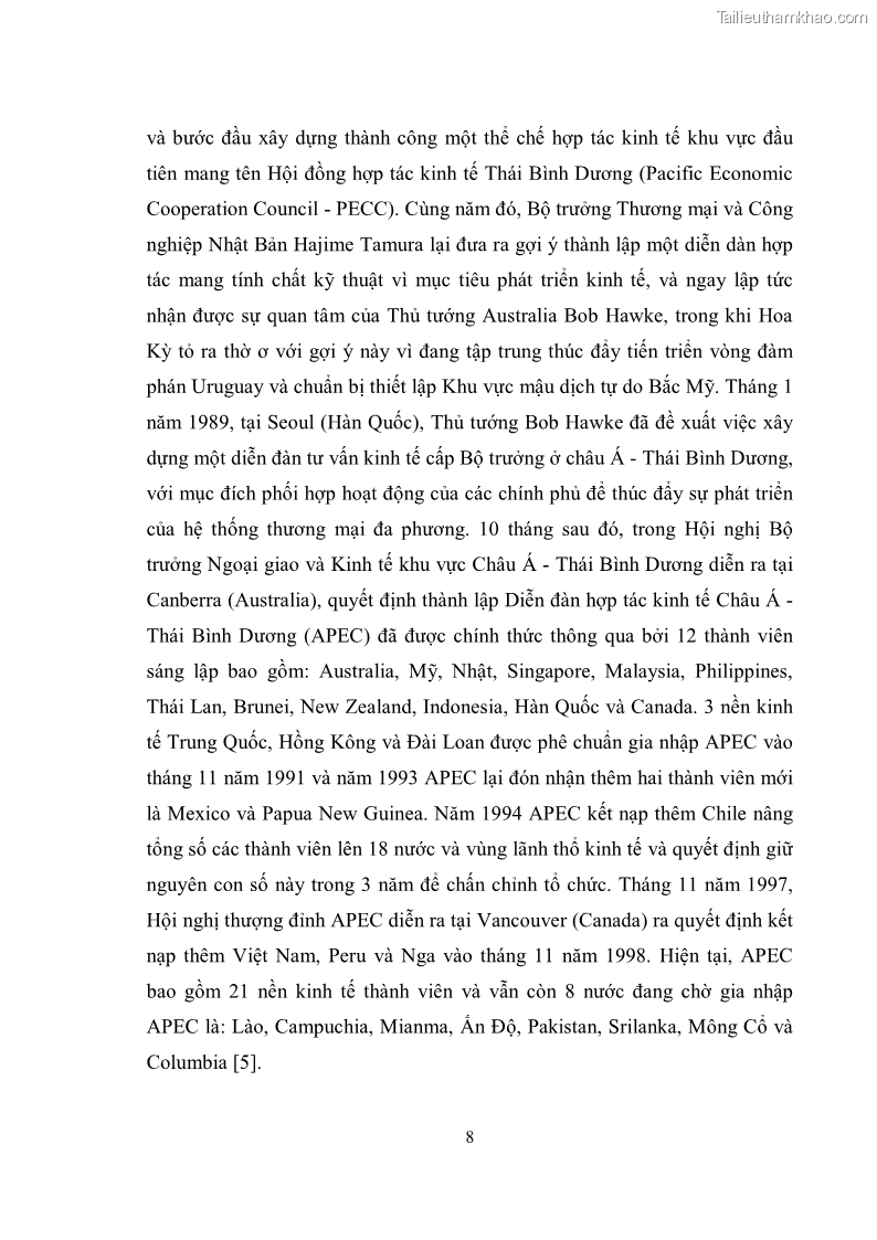 Khóa luận tốt nghiệp Việt Nam - APEC: cơ hội và thách thức đối với cộng đồng doanh nghiệp trong nước - 2 Trang 9