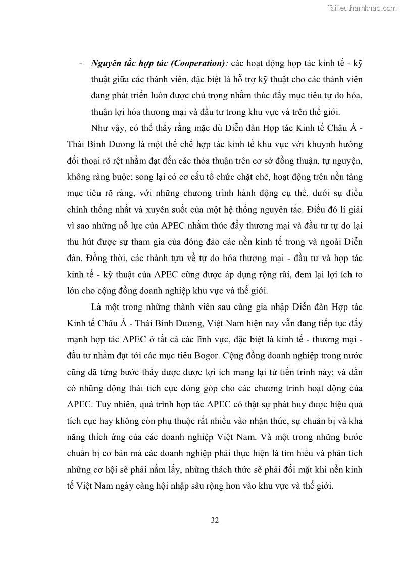 Khóa luận tốt nghiệp Việt Nam - APEC: cơ hội và thách thức đối với cộng đồng doanh nghiệp trong nước - 5 Trang 33