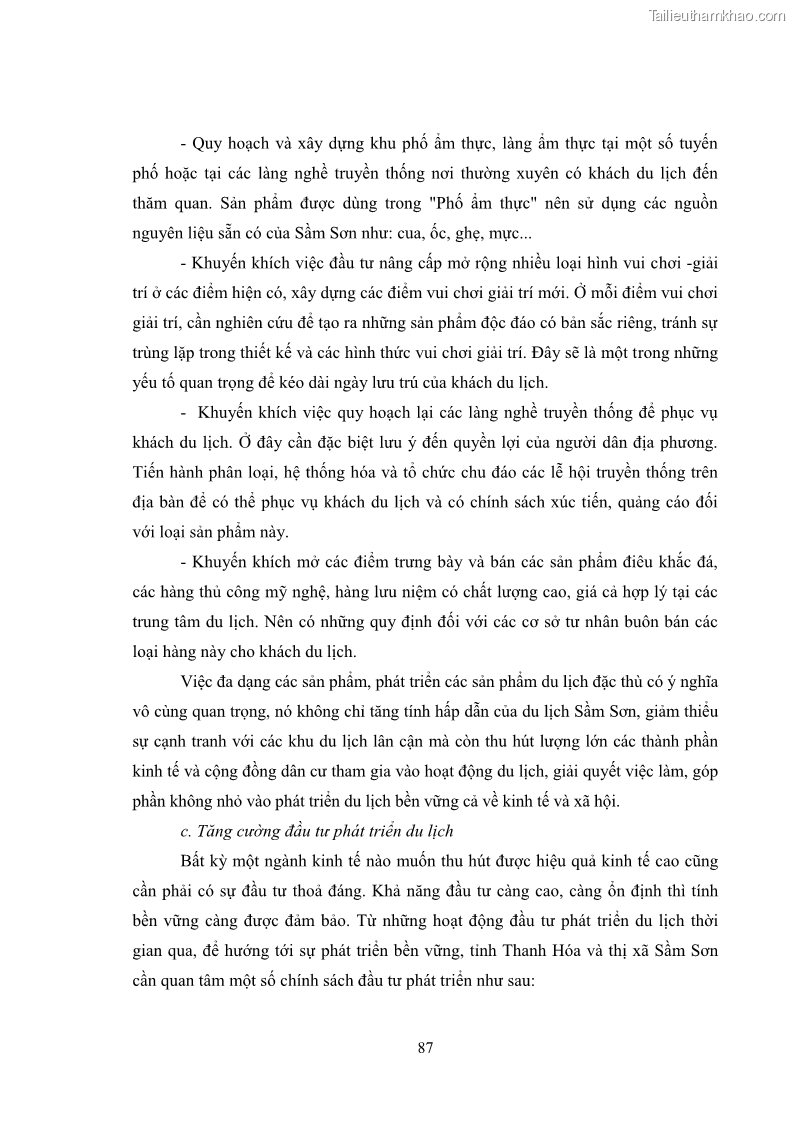 Luận văn Thạc sĩ Kinh tế chính trị Phát triển du lịch theo hướng bền vững ở thị xã Sầm Sơn, tỉnh Thanh Hóa - 13 Trang 97