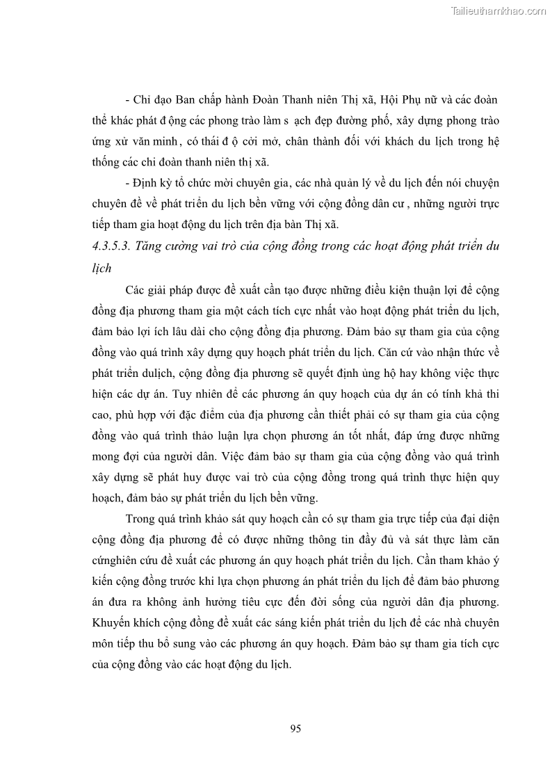 Luận văn Thạc sĩ Kinh tế chính trị Phát triển du lịch theo hướng bền vững ở thị xã Sầm Sơn, tỉnh Thanh Hóa - 14 Trang 105