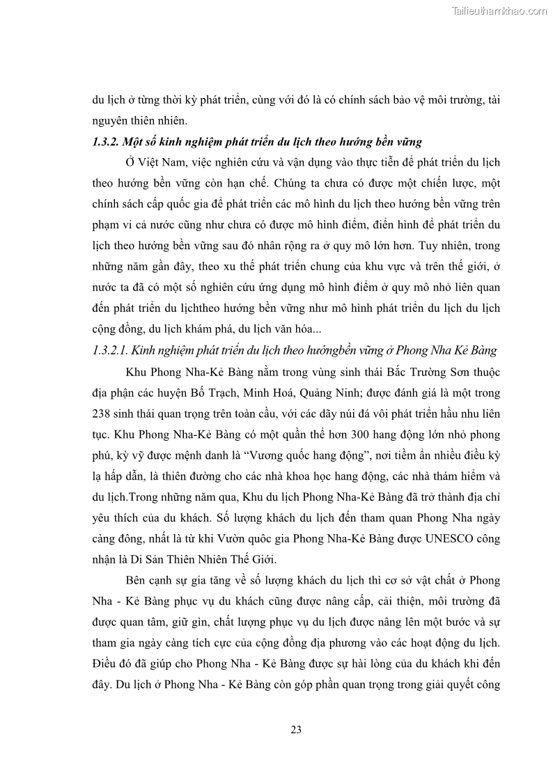 Luận văn Thạc sĩ Kinh tế chính trị Phát triển du lịch theo hướng bền vững ở thị xã Sầm Sơn, tỉnh Thanh Hóa - 5 Trang 33