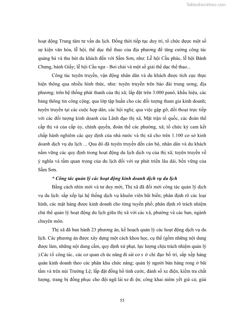 Luận văn Thạc sĩ Kinh tế chính trị Phát triển du lịch theo hướng bền vững ở thị xã Sầm Sơn, tỉnh Thanh Hóa - 9 Trang 65