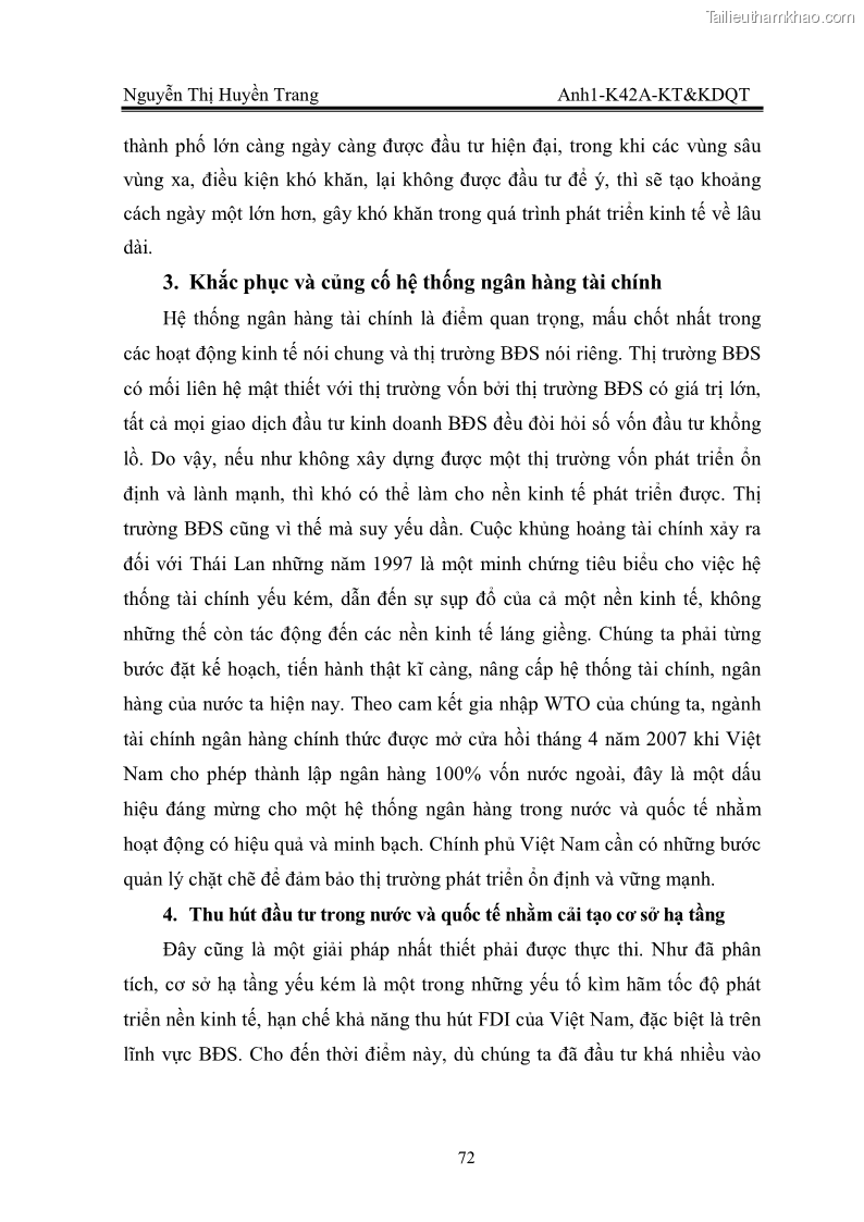 Khóa luận tốt nghiệp Thu hút FDI vào lĩnh vực bất động sản của Việt Nam. Thực trạng và triển vọng trong giai đoạn hội nhập kinh tế quốc tế - 10 Trang 73