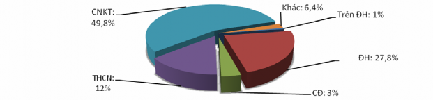 Hình 2 6 Cơ cấu NNL của EVN theo trình độ đào tạo vào năm 2009 Nguồn 37 1
