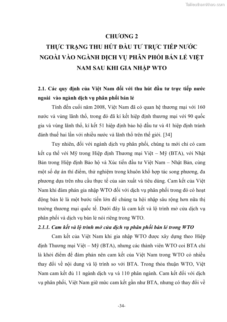 Khóa luận tốt nghiệp Thu hút vốn đầu tư trực tiếp nước ngoài vào ngành dịch vụ phân phối bán lẻ theo lộ trình cam kết WTO - 6 Trang 41