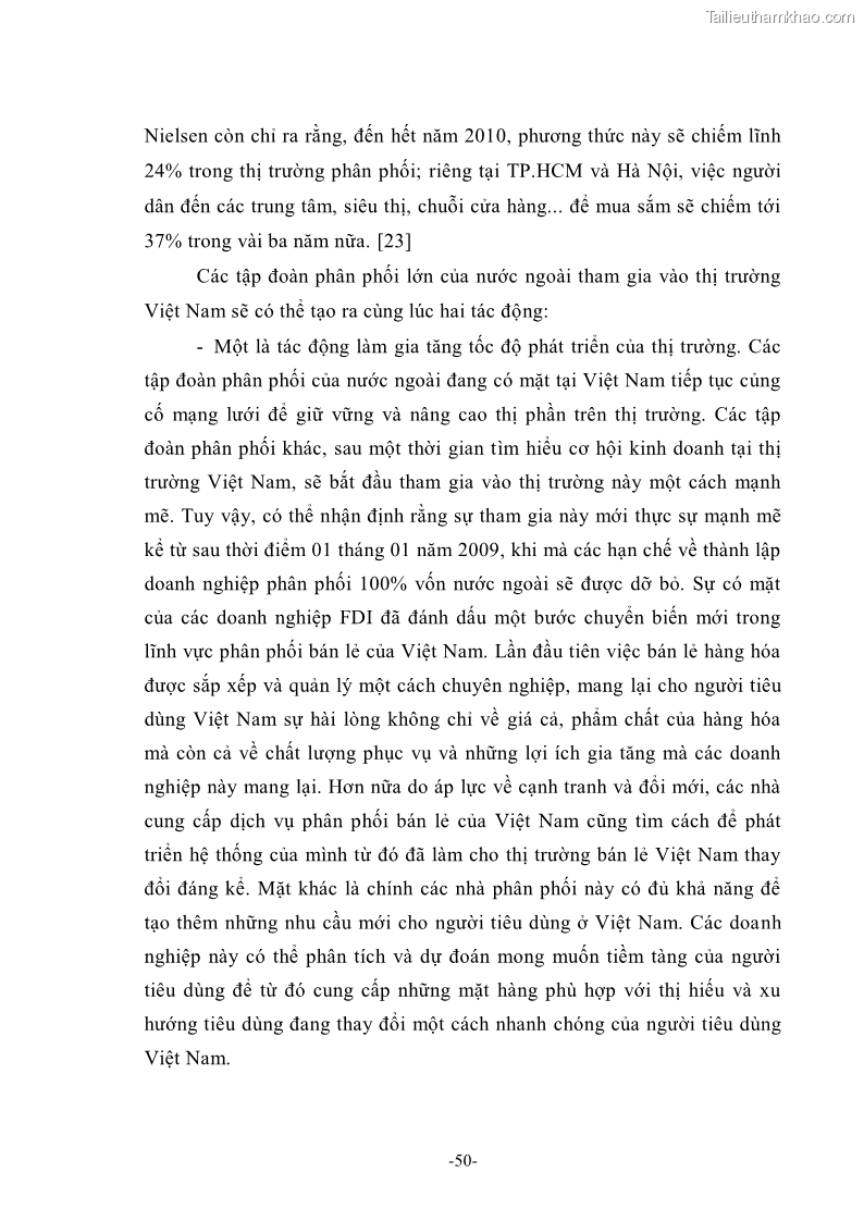 Khóa luận tốt nghiệp Thu hút vốn đầu tư trực tiếp nước ngoài vào ngành dịch vụ phân phối bán lẻ theo lộ trình cam kết WTO - 8 Trang 57