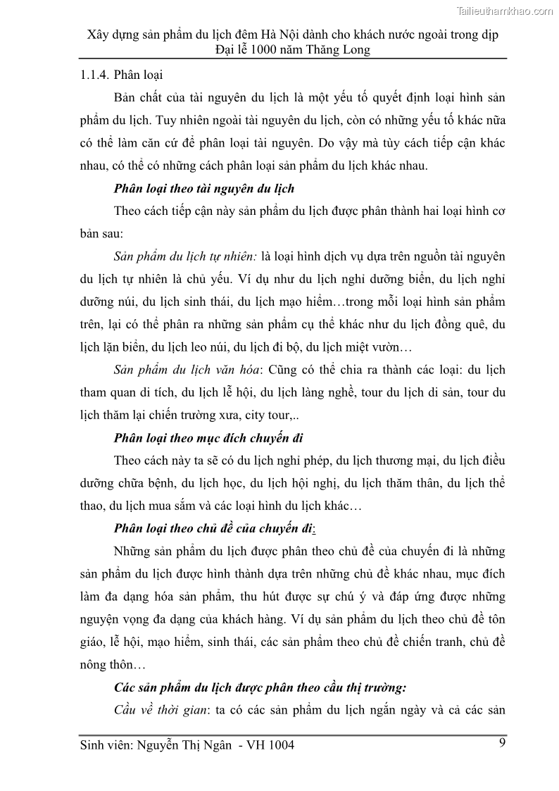 Khóa luận tốt nghiệp Văn hóa du lịch Xây dựng sản phẩm du lịch đêm Hà Nội dành cho khách nước ngoài trong dịp Đại lễ 1000 năm Thăng Long - 2 Trang 9