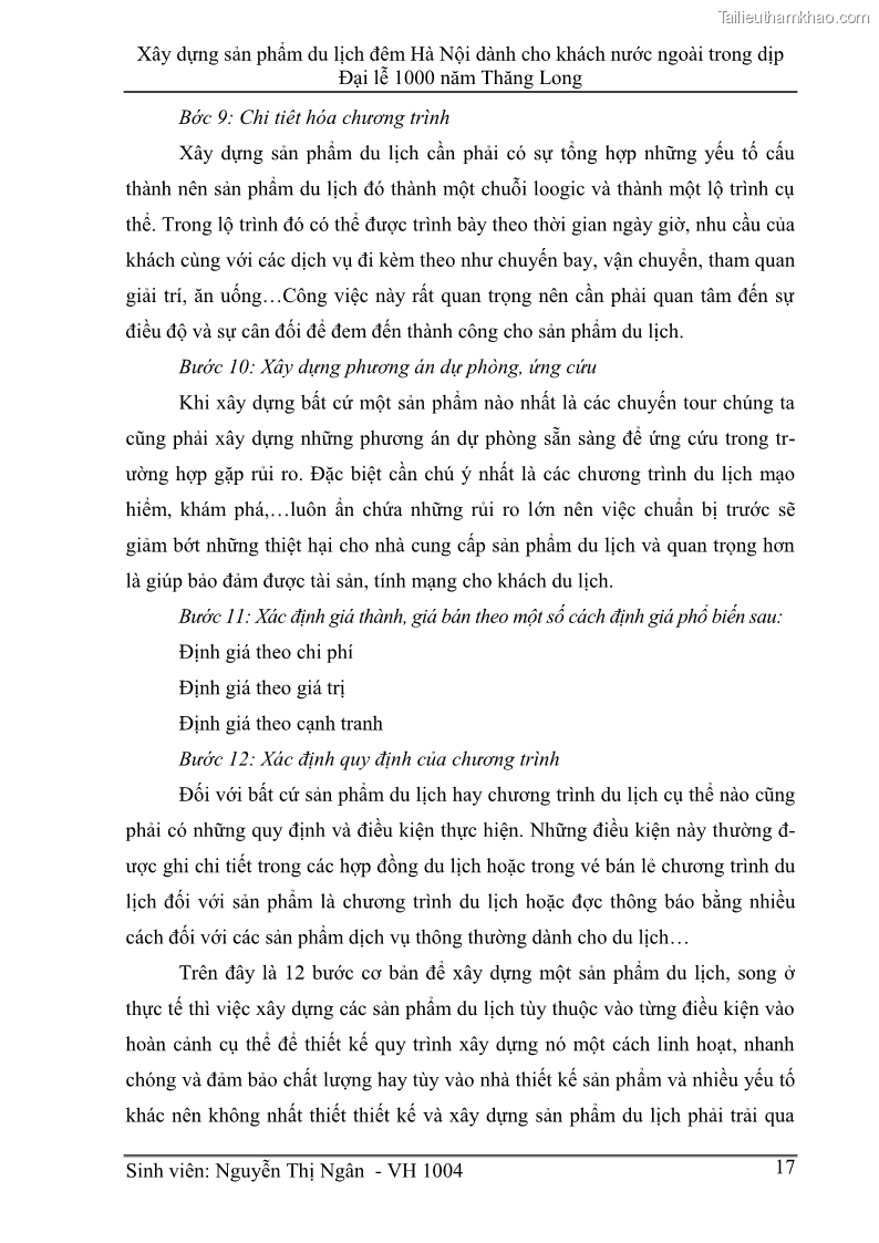 Khóa luận tốt nghiệp Văn hóa du lịch Xây dựng sản phẩm du lịch đêm Hà Nội dành cho khách nước ngoài trong dịp Đại lễ 1000 năm Thăng Long - 3 Trang 17