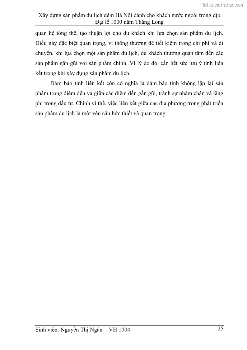 Khóa luận tốt nghiệp Văn hóa du lịch Xây dựng sản phẩm du lịch đêm Hà Nội dành cho khách nước ngoài trong dịp Đại lễ 1000 năm Thăng Long - 4 Trang 25