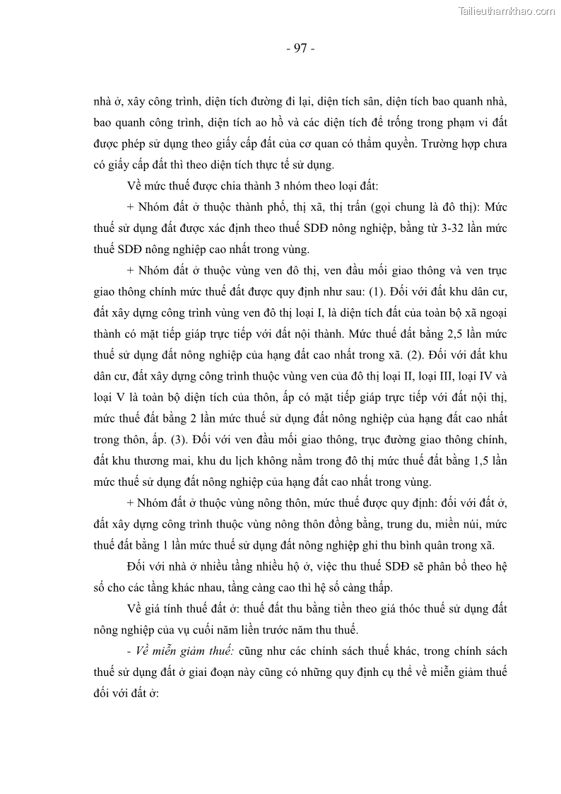Luận án Tiến sĩ Kinh doanh và quản lý Chính sách thuế nhà ở, đất ở tại Việt Nam - 13 Trang 97
