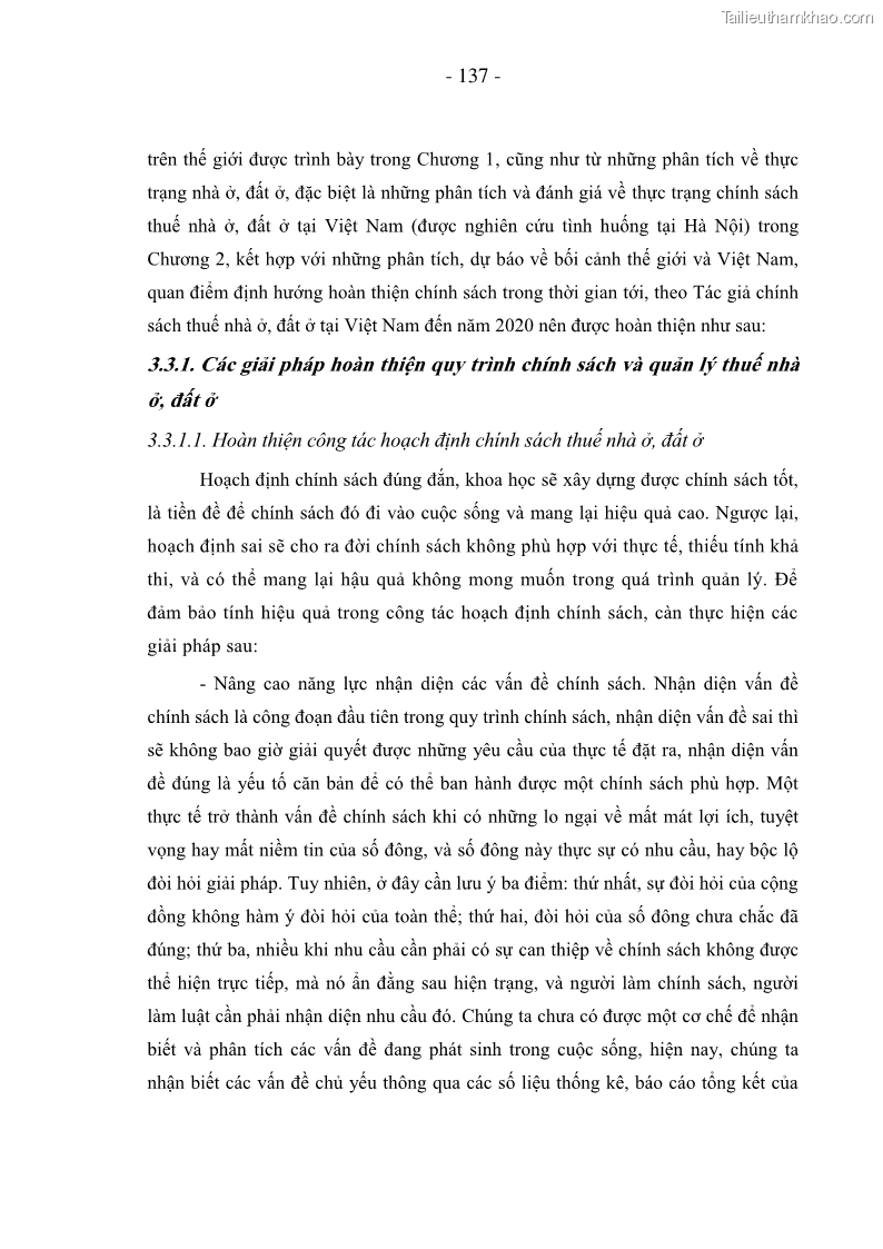 Luận án Tiến sĩ Kinh doanh và quản lý Chính sách thuế nhà ở, đất ở tại Việt Nam - 18 Trang 137