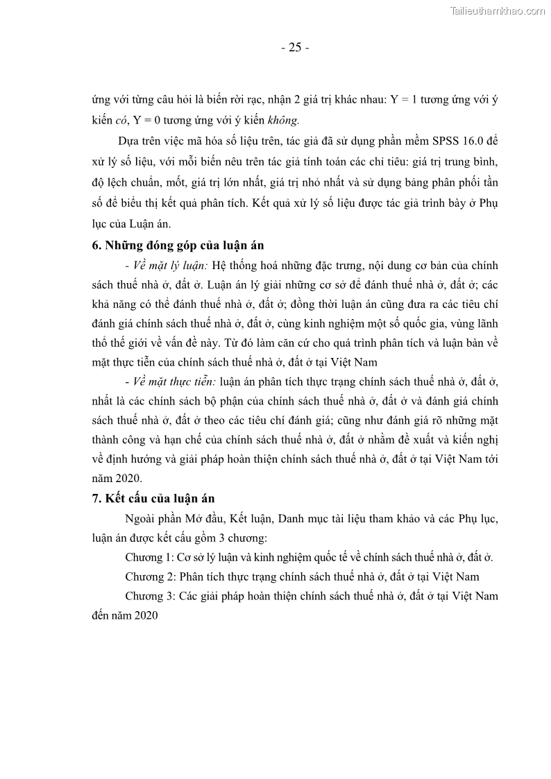 Luận án Tiến sĩ Kinh doanh và quản lý Chính sách thuế nhà ở, đất ở tại Việt Nam - 4 Trang 25