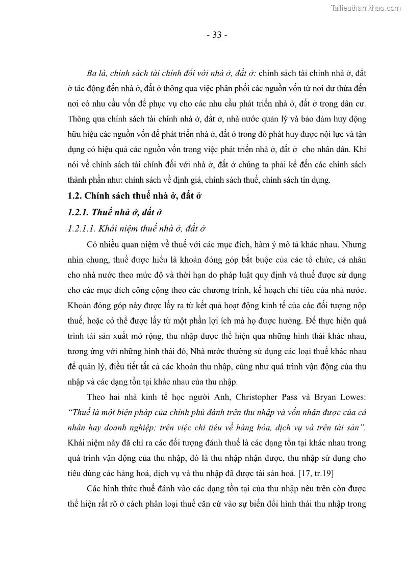 Luận án Tiến sĩ Kinh doanh và quản lý Chính sách thuế nhà ở, đất ở tại Việt Nam - 5 Trang 33