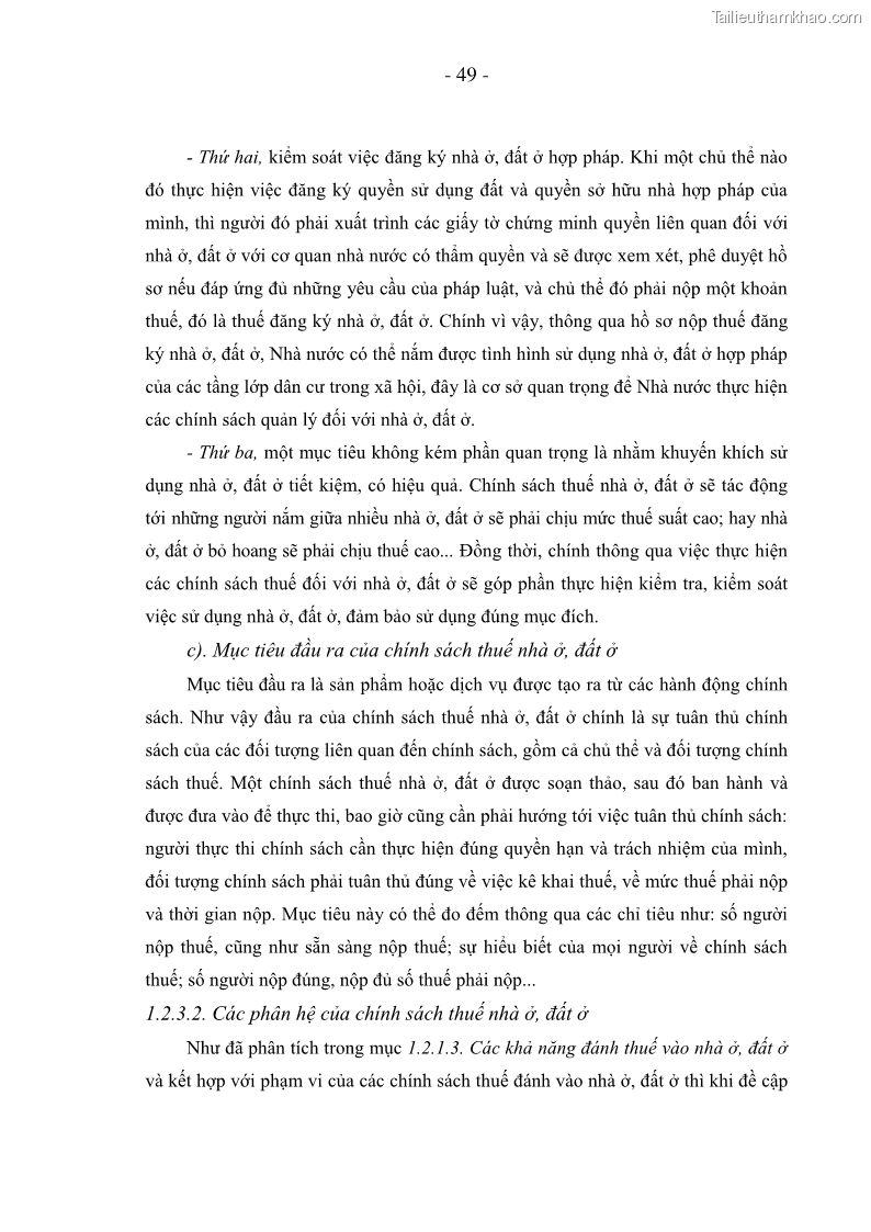 Luận án Tiến sĩ Kinh doanh và quản lý Chính sách thuế nhà ở, đất ở tại Việt Nam - 7 Trang 49