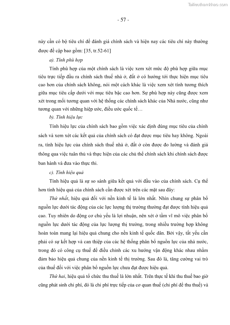 Luận án Tiến sĩ Kinh doanh và quản lý Chính sách thuế nhà ở, đất ở tại Việt Nam - 8 Trang 57